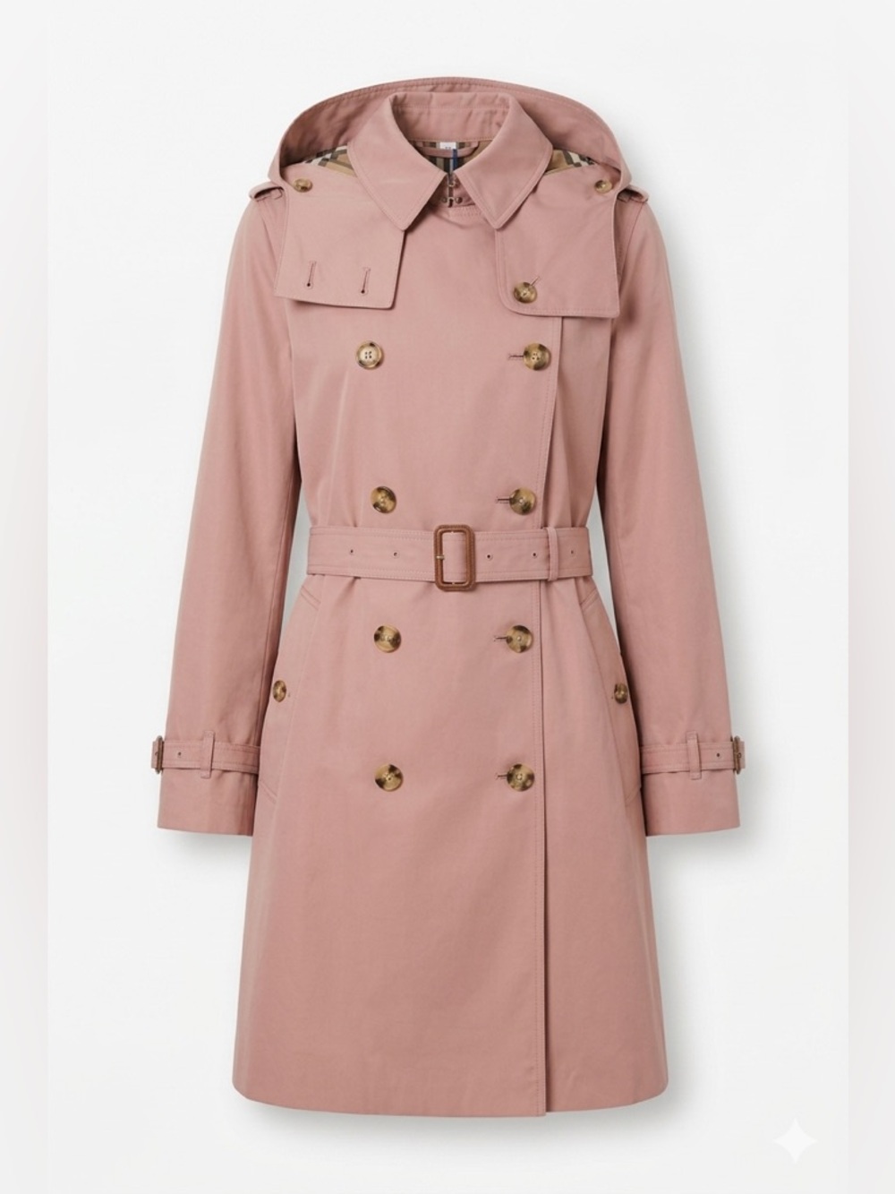 Burberry Rose Pink Double-Breasted Trench Coat with Belt